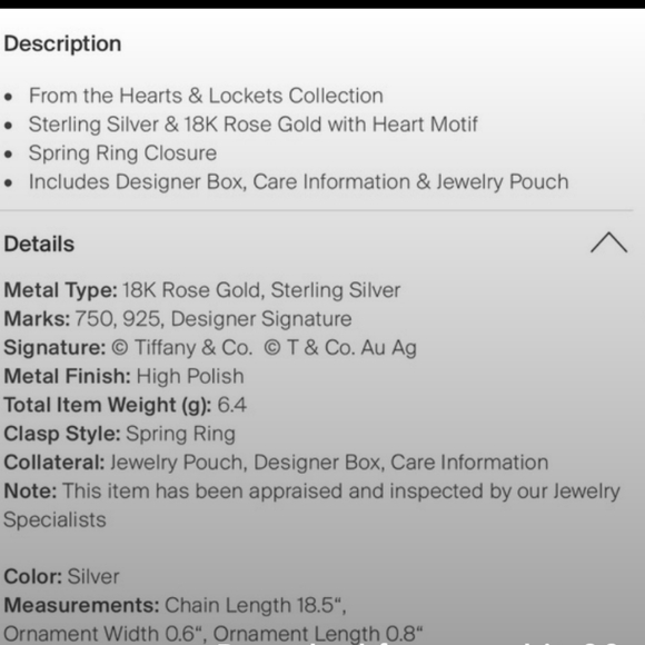 Authentic Tiffany & Co. Two Tone Silver & Rose Gold Heart Lock Pendant Necklace - Picture 4 of 4